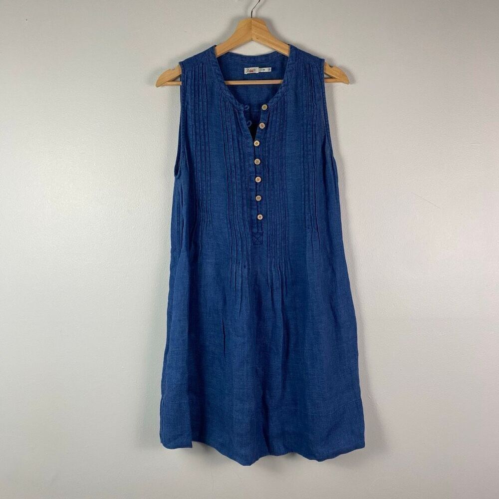 Faherty Isha Pintuck Mini Dress with Pockets - Size Medium - Picture 3 of 8